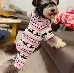 Christmas Reindeer Graphic Pajamas Hooded Jumpsuit