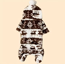 Christmas Reindeer Graphic Pajamas Hooded Jumpsuit